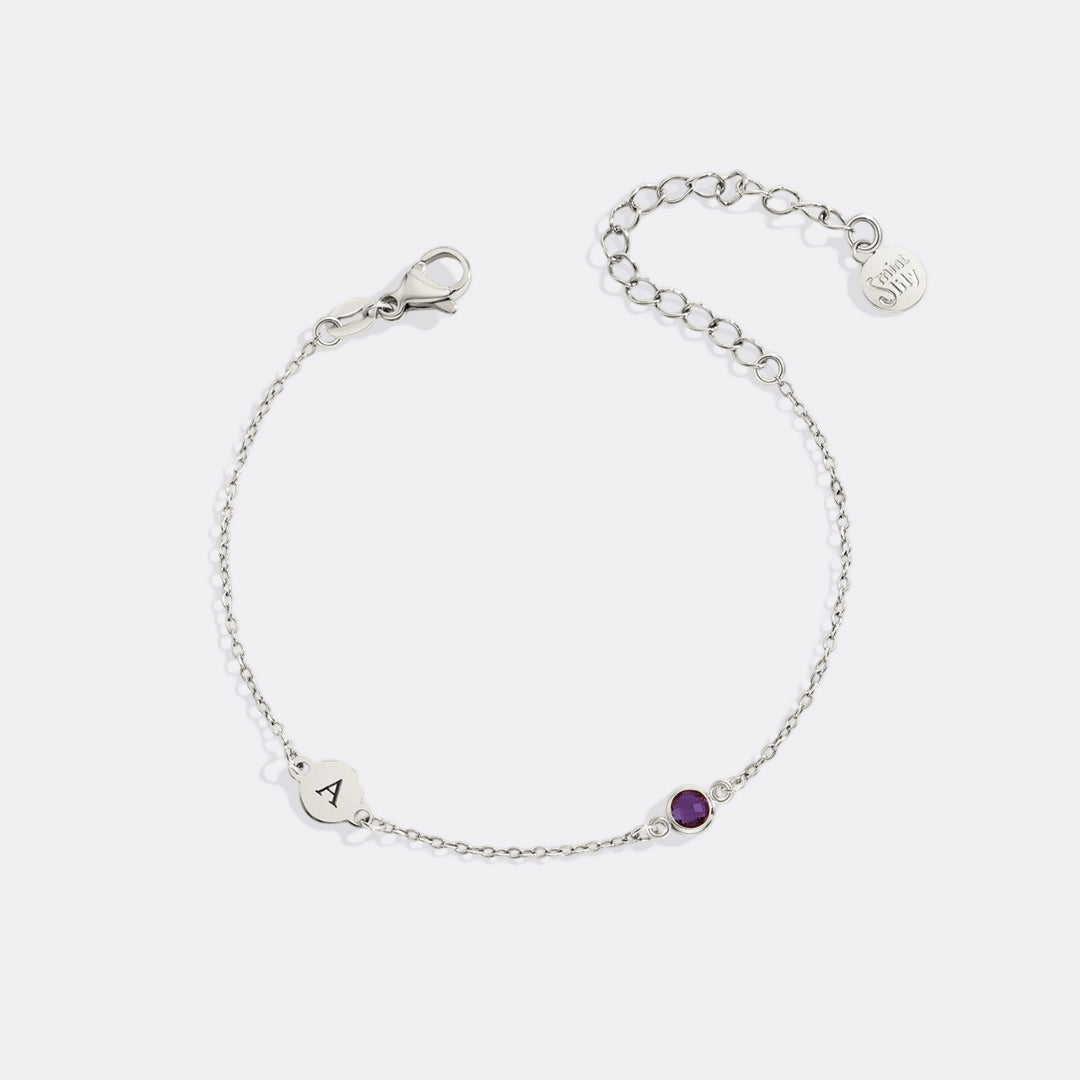 Dainty Initial and Birthstone Bracelet