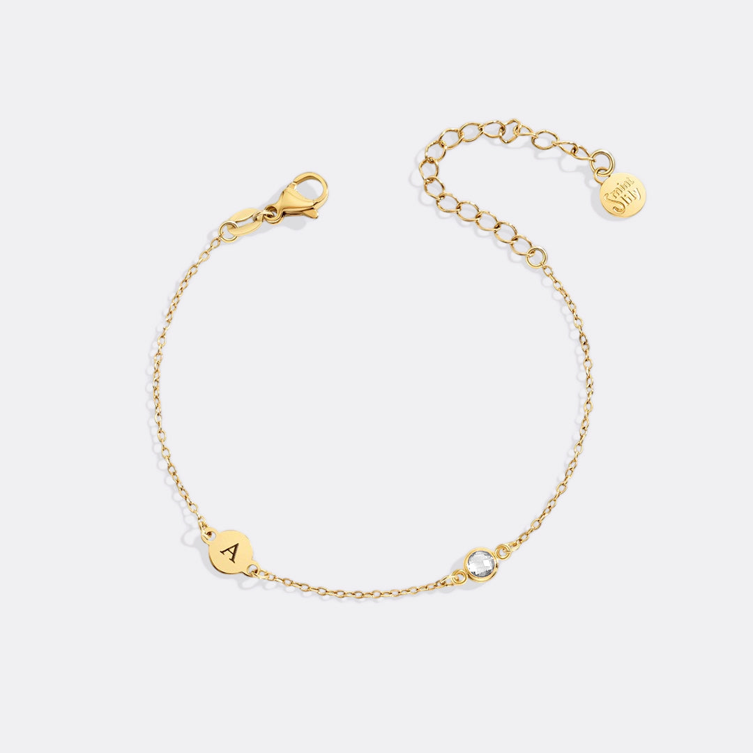 Dainty Initial and Birthstone Bracelet