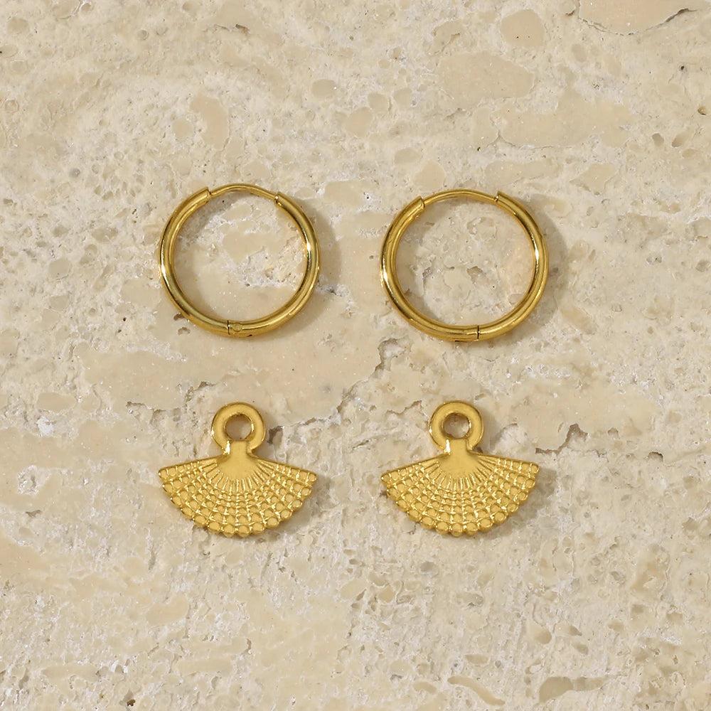 Fan Pendant Hoop Earrings