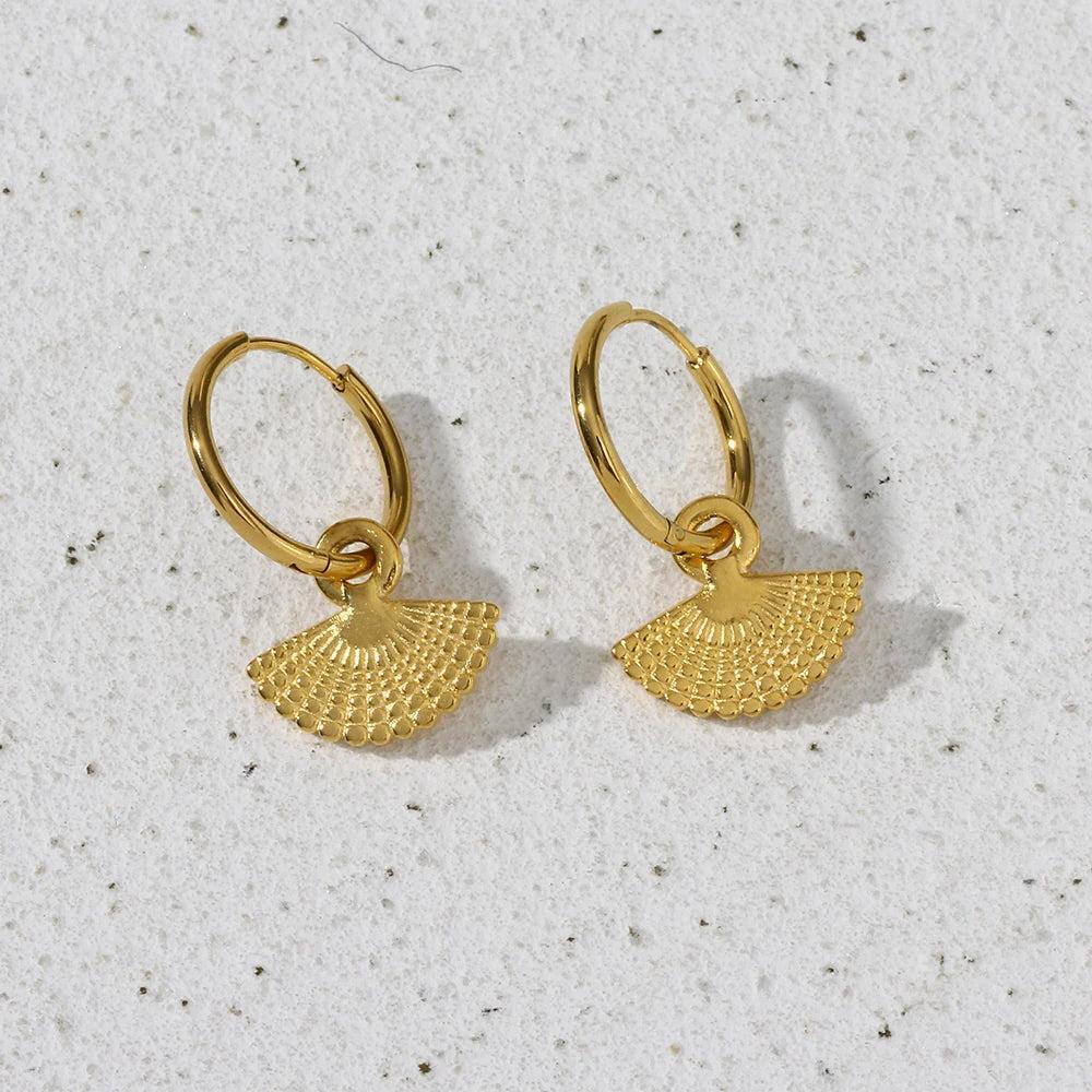 Fan Pendant Hoop Earrings