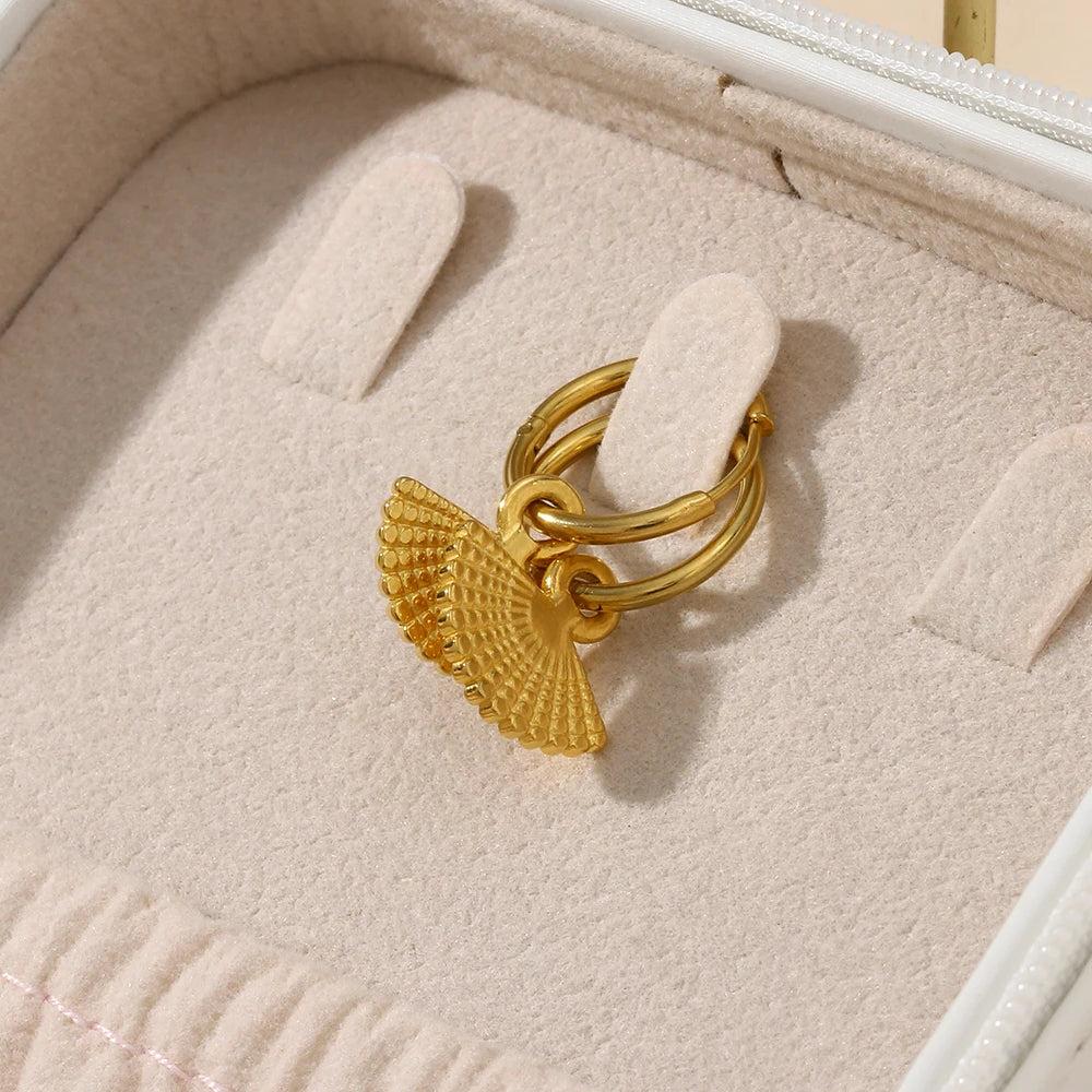 Fan Pendant Hoop Earrings