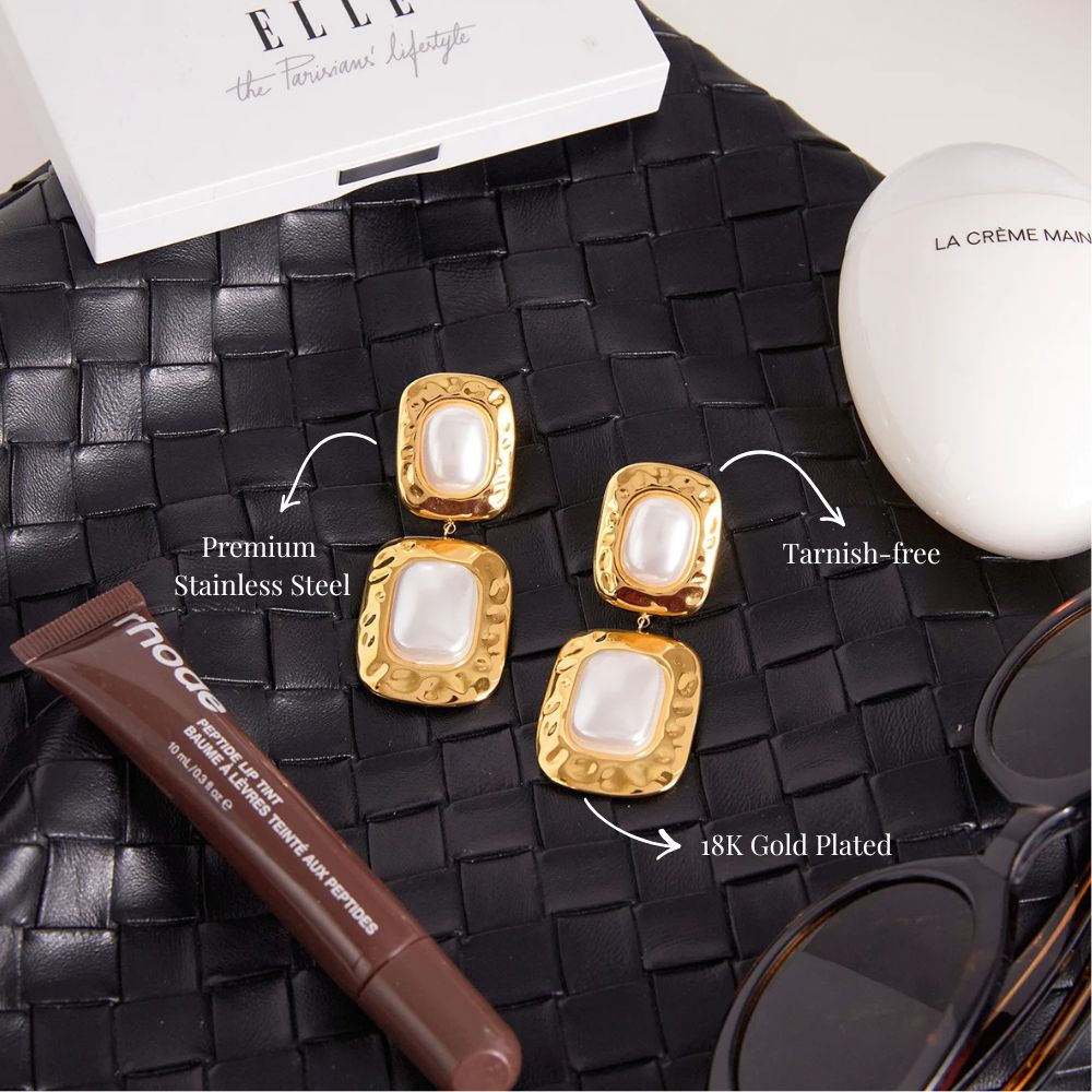 Gold Statement Pearl Dangle Earrings