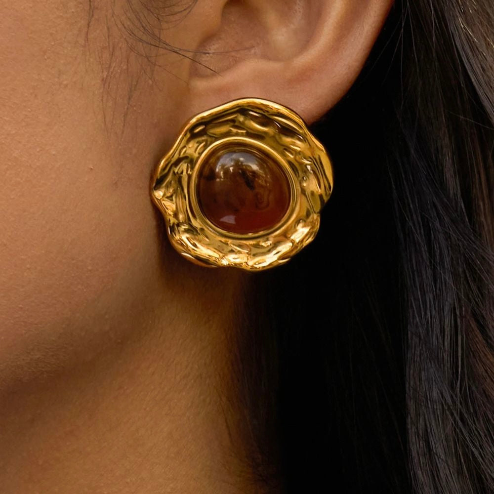 Hammered Amber Earrings