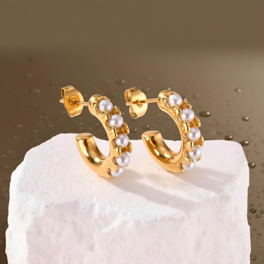 Pearl Huggie Earrings