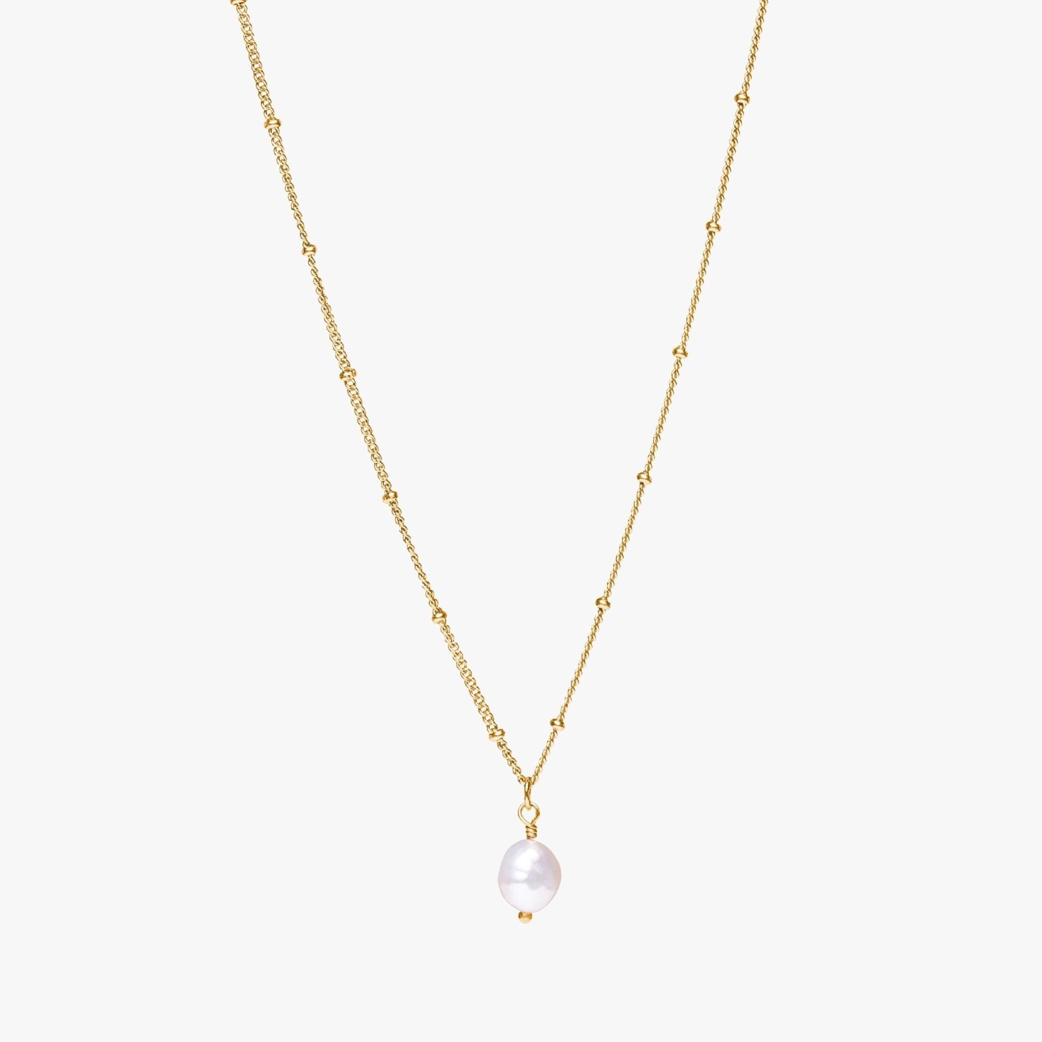 Gold Pendant Necklace with Natural Pearl Drop