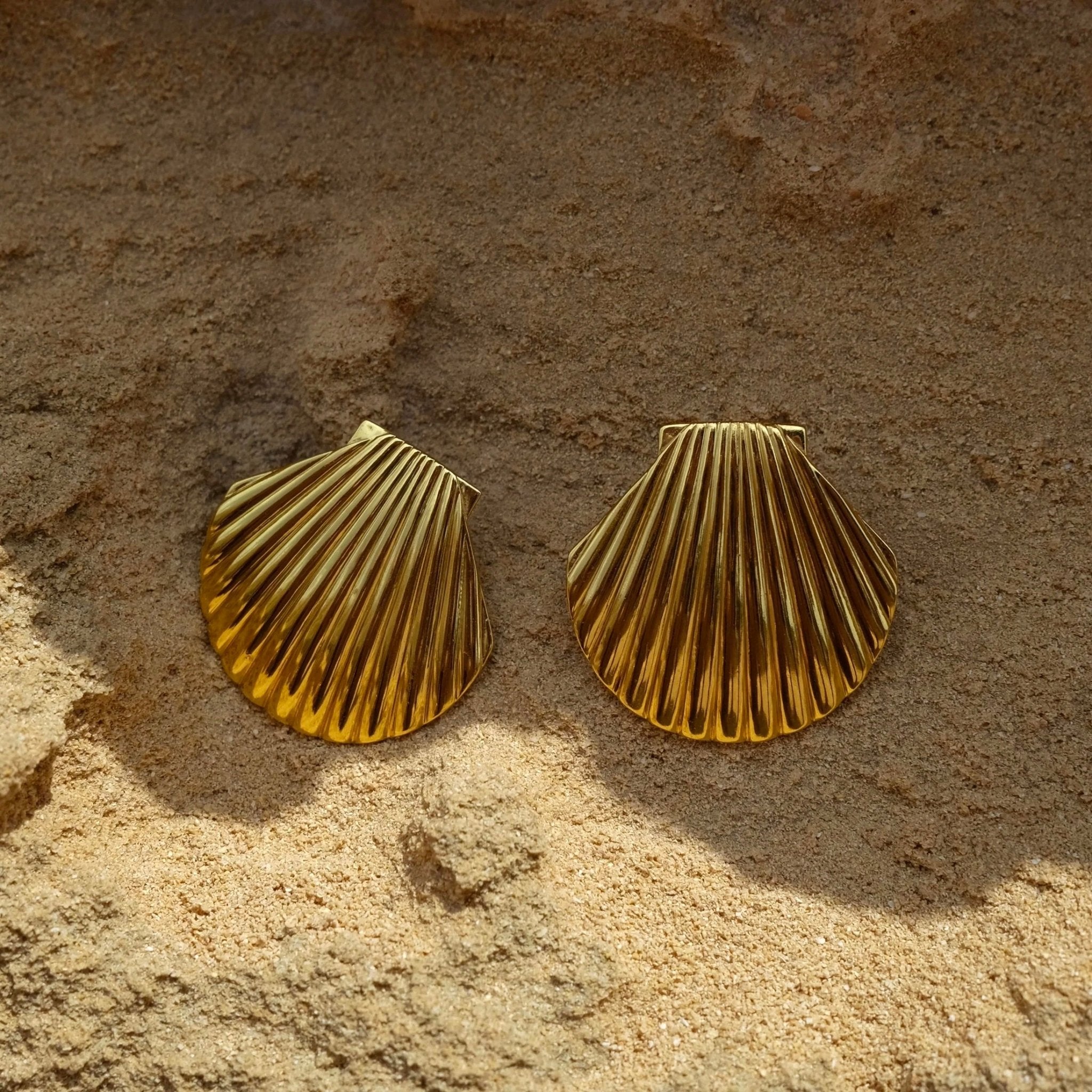 Gold Shell Statement Earrings