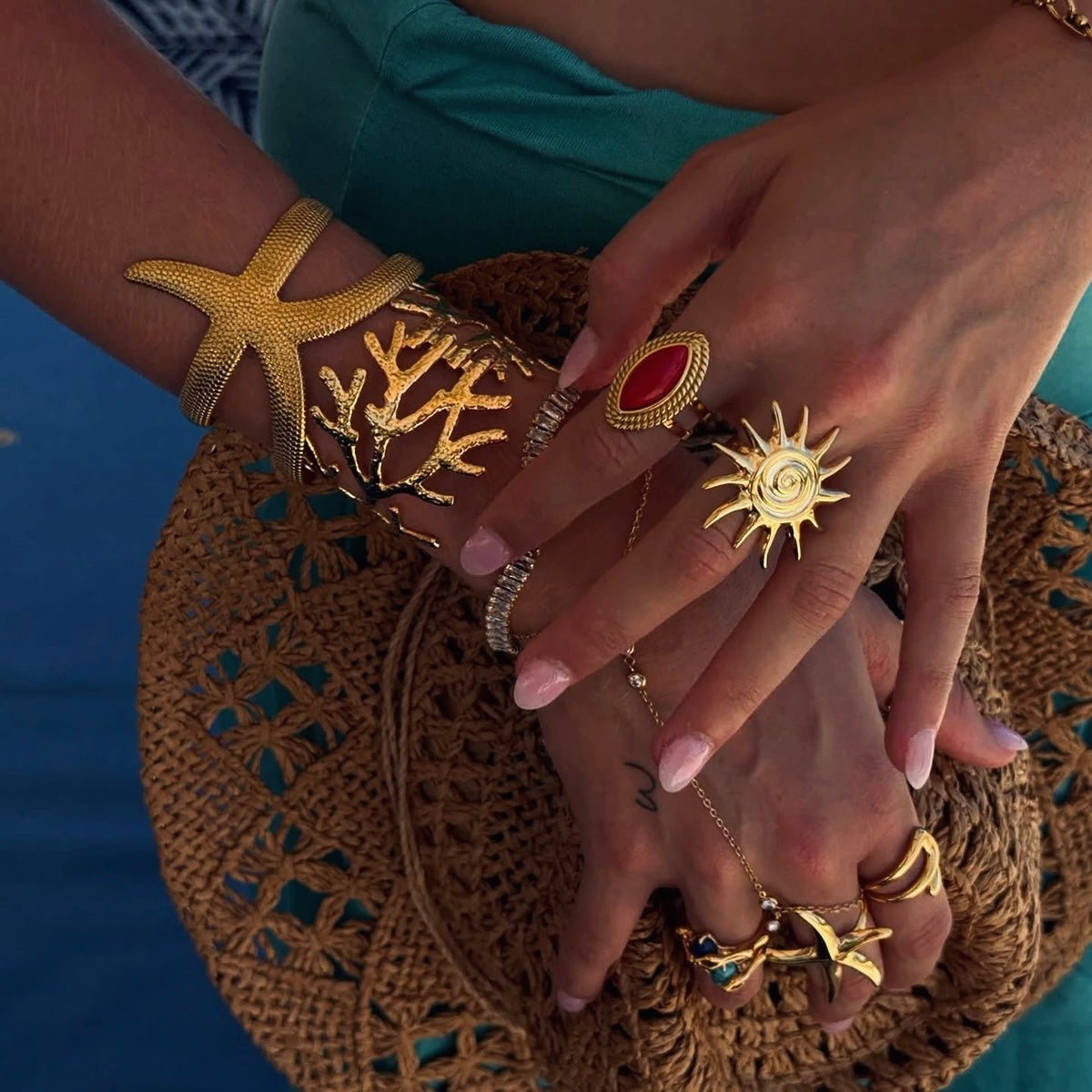 Golden Starfish Cuff Bracelet
