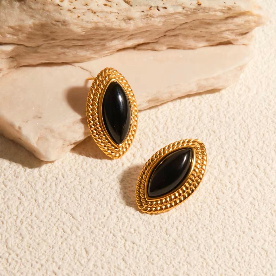 Retro Noir – Marquise Earrings
